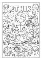 Vorschau - Arbeitsblätter - Ethik entdecken – Ausmalbild zu Freundschaft, Frieden, Umwelt & Zusammenhalt - Deckblatt