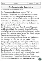 Vorschau - Arbeitsblätter - Die Französische Revolution Weltkrieg Lesen und Verstehen Arbeitsblätter mit Lesetext, Fragen - Seite 1
