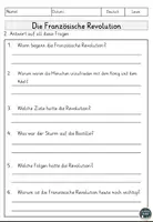 Vorschau - Arbeitsblätter - Die Französische Revolution Weltkrieg Lesen und Verstehen Arbeitsblätter mit Lesetext, Fragen - Seite 2