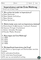 Vorschau - Arbeitsblätter - Imperialismus und der Erste Weltkrieg Lesen und Verstehen Arbeitsblätter mit Lesetext, Fragen - Seite 3