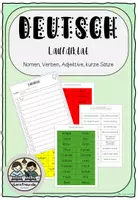 Vorschau - Aufgabenkarten - Deutsch: Laufdiktat Nomen_Verben_Adjektive_kurze Sätze - Deckblatt