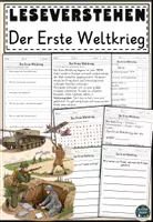 Vorschau - Arbeitsblätter - Der Erste Weltkrieg Lesen und Verstehen Arbeitsblätter mit Lesetext, Fragen - Deckblatt