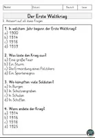 Vorschau - Arbeitsblätter - Der Erste Weltkrieg Lesen und Verstehen Arbeitsblätter mit Lesetext, Fragen - Seite 3