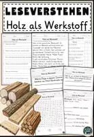 Vorschau - Arbeitsblätter - Holz als Werkstoff Lesen und Verstehen Arbeitsblätter mit Lesetext, Fragen - Deckblatt