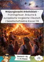 Vorschau - Arbeitsblätter - Frühlingsbräuche in Europa: Die Walpurgisnacht in Schweden | Sachtextanalyse Deutsch / Gesellschaftslehre 7./8. Klasse - Deckblatt
