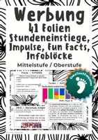Vorschau - Präsentationen/Tafelbilder - Werbung - 41 Folien mit Inputs, Stundeneinstiegen, Infoboxen und Fun Facts - Deckblatt