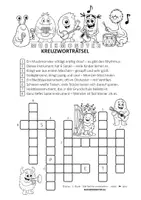Vorschau - Mal- und Bastelvorlagen - KREUZWORTRÄTSEL INSTRUMENTE MUSIKMONSTER | Musik | 5 Rätselseiten + Lösungen | Klasse 3–7 - Seite 1