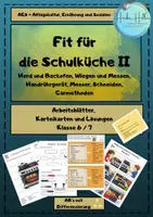 Vorschau - Arbeitsblätter - 🧑🍳 Fit für die Schulküche II - Herd und Backofen, Wiegen und Messen, Handrührgerät, Messer, Schneiden - Deckblatt