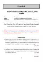 Vorschau - Unterrichtsreihen - Sprache, Denken, Wirklichkeit: Klausur zu Guy Deutscher - Seite 2