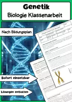 Vorschau - Test - Genetik Biologie Klassenarbeit Klasse 9 Gymnasium - Deckblatt
