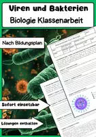 Vorschau - Test - Biologie Klassenarbeit Viren Bakterien Klasse 9 - Deckblatt