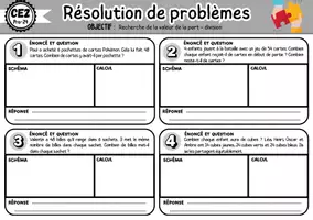 Aperçu - Feuilles d'exercices - Fiches résolution de problèmes CE2 P4 à P5 - Page 3