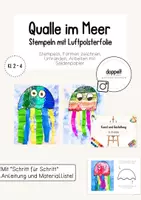 Vorschau - Mal- und Bastelvorlagen - "Luftpolsterfolien-Qualle im Meer" | Kunst im Sommer (Klasse 2-4) - Deckblatt