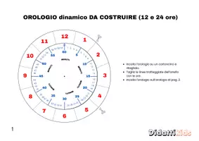 anteprima - Materiale di supporto/inclusione - Orologio dinamico da costruire (12/24 ore) scuola primaria - Pagina 1