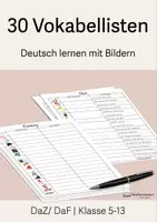 Vorschau - Arbeitsblätter - 30 Vokabellisten "Deutsch lernen mit Bildern" - DaZ/DaF- Sek I/II - Deckblatt