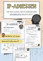 Vorschau - Unterrichtsreihen - IP-Adressen | 3 Merkblätter mit Lösungen | Aufbau & Datenschutz - Deckblatt