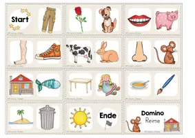 Vorschau - Arbeitsblätter - Reime Domino Spiel – Reimwörter erkennen & bilden | Vorschule | 1. Klasse Deutsch | phonologische Bewusstheit fördern | Sprachfördermaterial | DaZ - Seite 3