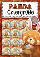 Vorschau - Mal- und Bastelvorlagen - Feriengrüße zu Ostern für die Roter-Panda-Klasse - Deckblatt