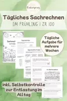 Vorschau - Stationenlernen - Sachrechnen im Frühling | Textaufgaben | Zahlenraum 100 - Deckblatt