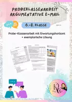 Vorschau - Arbeitsblätter - (Probe-)Klassenarbeit Argumentation (argumentative E-Mail) - Deckblatt