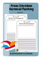 Vorschau - Arbeitsblätter - Freies Schreiben Karneval Fasching - Deckblatt