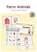 Vorschau - Arbeitsblätter - Materialpaket: Farm Animals (Bildkarten + Wortschatzspiele) - Deckblatt