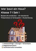 Vorschau - Stundenentwürfe - Wohn(t)räume: Wer baut eigentlich ein Haus? 10 Bauberufe mit Steckbrief, Präsentation & Verlaufsplan (Klasse 7 Wirtschaft) - Deckblatt