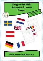 Vorschau - Arbeitsblätter - Flaggen Europas – Ausmalen & Lernen (28 Länder mit Lösung) - Deckblatt