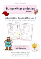 Vorschau - Arbeitsblätter - Einzahl & Mehrzahl | Namenwörter entdecken | Klasse 2 - Deckblatt