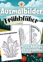 Vorschau - Mal- und Bastelvorlagen - Ausmalbilder | Fensterbilder - Frühblüher - Deckblatt