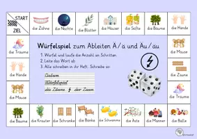 Vorschau - Spiele - Würfelspiel zum Ableiten Nomen ä/äu - Seite 1