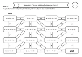 Vorschau - Arbeitsblätter - 15 Rechenlabyrinthe Terme zusammenfassen: Addition & Subtraktion - Seite 2