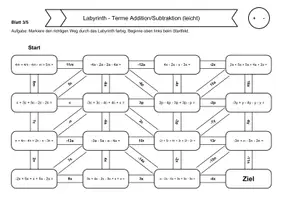 Vorschau - Arbeitsblätter - 15 Rechenlabyrinthe Terme zusammenfassen: Addition & Subtraktion - Seite 3