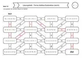 Vorschau - Arbeitsblätter - 15 Rechenlabyrinthe Terme zusammenfassen: Addition & Subtraktion - Deckblatt