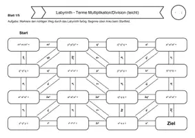 Vorschau - Arbeitsblätter - 15 Rechenlabyrinthe Terme zusammenfassen: Multiplikation & Division - Seite 1