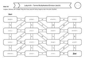 Vorschau - Arbeitsblätter - 15 Rechenlabyrinthe Terme zusammenfassen: Multiplikation & Division - Seite 3