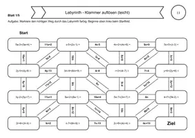 Vorschau - Arbeitsblätter - Materialpaket 60 Rechenlabyrinthe Terme: Addition, Multiplikation & Klammer auflösen - Seite 1
