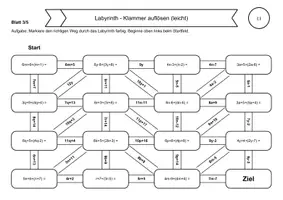 Vorschau - Arbeitsblätter - Materialpaket 60 Rechenlabyrinthe Terme: Addition, Multiplikation & Klammer auflösen - Seite 3