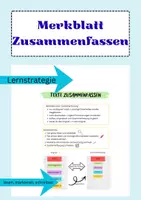 Vorschau - Arbeitsblätter - Merkblatt Zusammenfassen - Deckblatt
