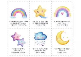 Vorschau - Fördermaterial/Inklusion - Affirmationskarten für Kinder: 24 Affirmationen. Positive Sprüche für Motivation, Selbstbewusstsein & Achtsamkeit im Klassenzimmer. - Seite 1