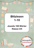 Vorschau - Arbeitsblätter - Blitzlesekarten für Klasse 3/4 - laminierbar - Deckblatt