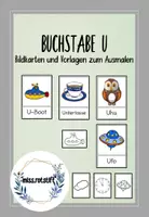 Vorschau - Mal- und Bastelvorlagen - Buchstabe U - Alphabetisierung - Bildkarten - Anlaut - Deckblatt