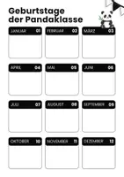 Vorschau - Poster - Geburtstagskalender für die Pandas / Pandaklasse - Deckblatt