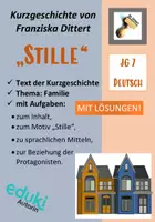 Vorschau - Arbeitsblätter - Kurzgeschichte „Stille“ (Franziska Dittert): Text mit Aufgaben+LÖSUNGEN | Themen: Familie, Mediennutzung, Freundschaft | Deutsch Klasse 7+8 - Deckblatt