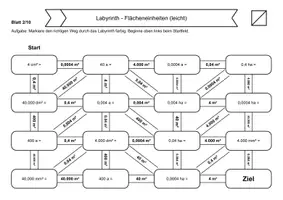 Vorschau - Arbeitsblätter - 20 Rechenlabyrinthe Flächeneinheiten - Seite 2