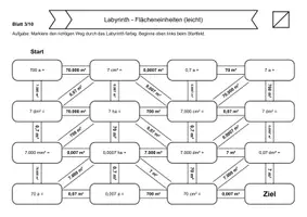 Vorschau - Arbeitsblätter - 20 Rechenlabyrinthe Flächeneinheiten - Seite 3
