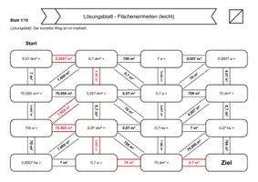 Vorschau - Arbeitsblätter - 20 Rechenlabyrinthe Flächeneinheiten - Deckblatt