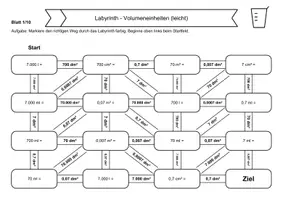 Vorschau - Arbeitsblätter - 20 Rechenlabyrinthe Volumeneinheiten - Seite 1