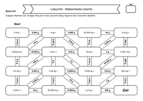 Vorschau - Arbeitsblätter - 20 Rechenlabyrinthe Masseneinheiten - Seite 2