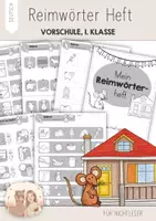 Vorschau - Arbeitsblätter - Reimwörter Heft & Arbeitsblätter – Reime üben in Vorschule, Kindergarten & 1. Klasse | phonologische Bewusstheit fördern | Deutsch Anfangsunterricht | DaZ, Vorkurs, Sprachförderung - Deckblatt